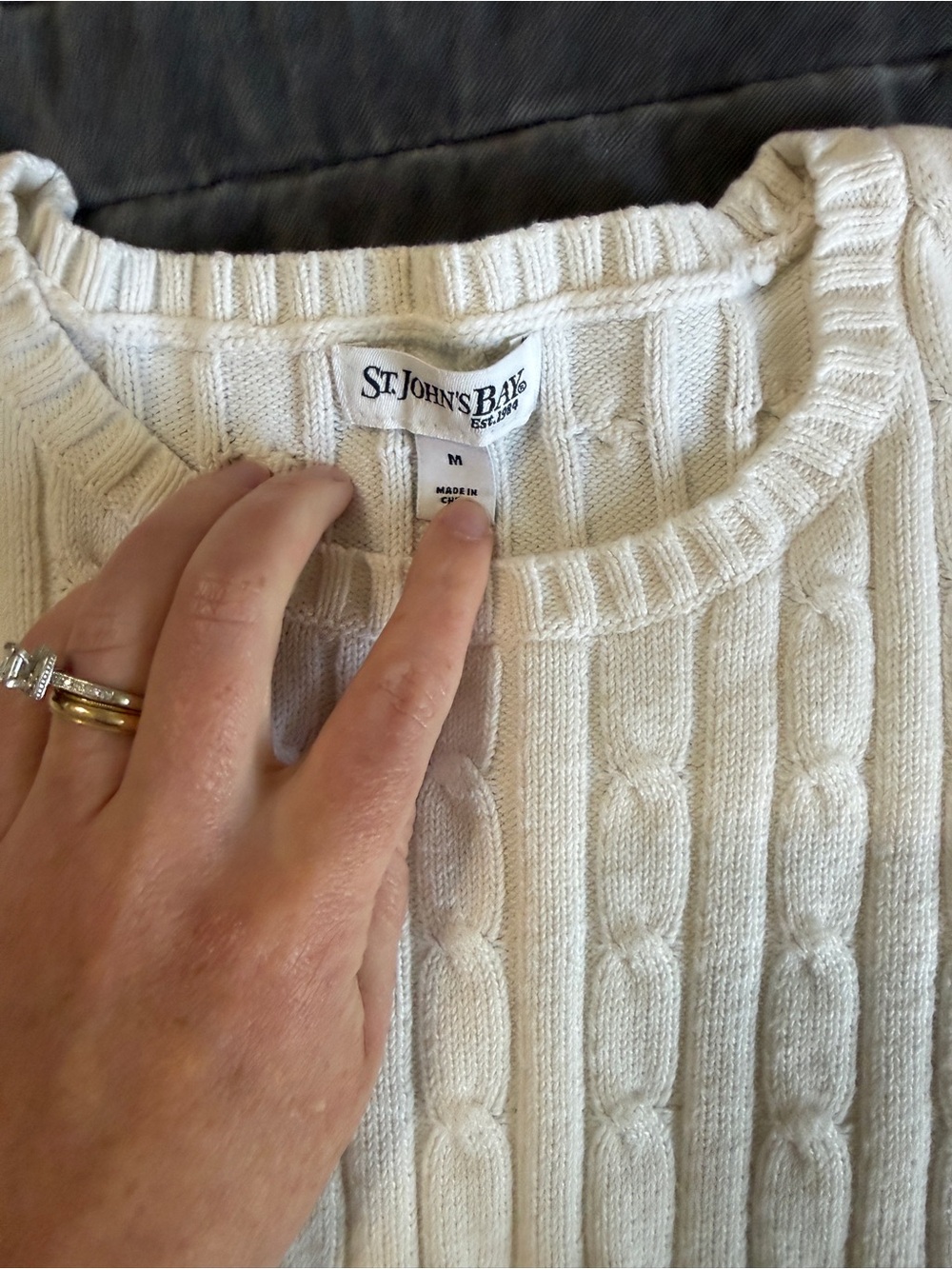 St. John's Bay Cream Cable Crewneck Sweater